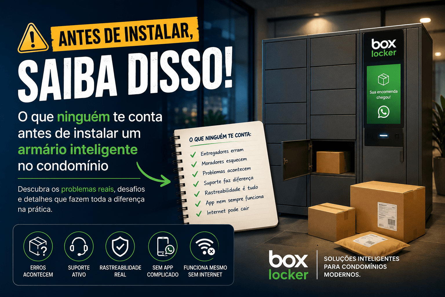 Problemas reais e desafios de armários inteligentes em condomínios