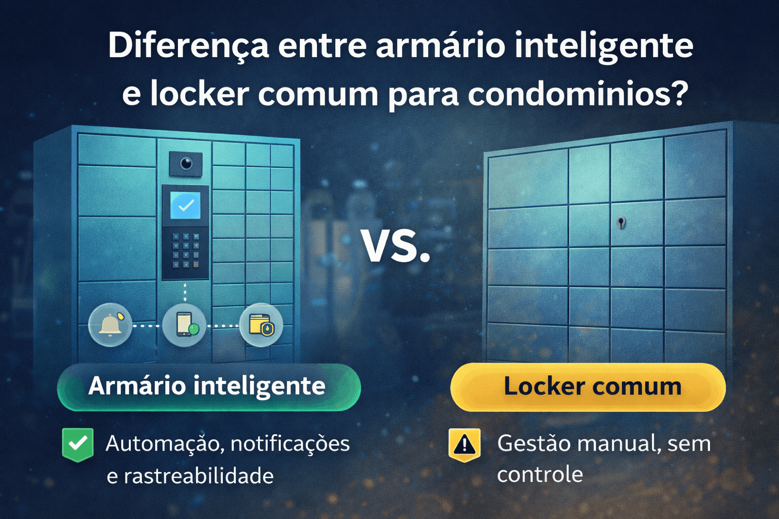diferença entre armário inteligente e locker comum em condomínio